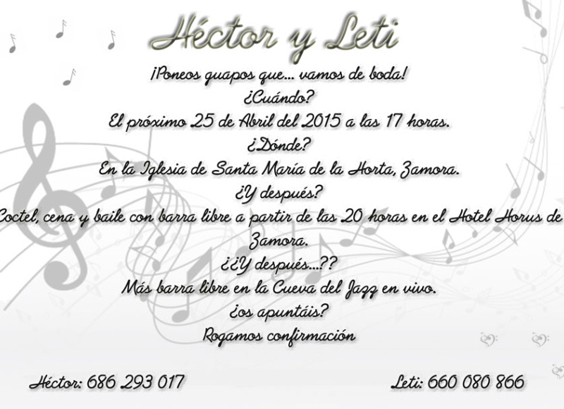 Invitaci&oacute;n de H&eacute;ctor y Leti