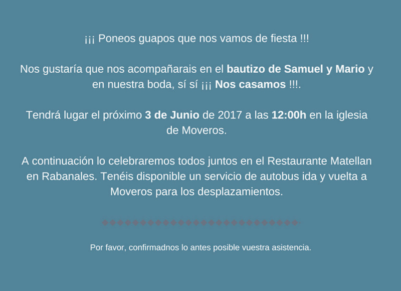 Jes&uacute;s Mar&iacute;a y Ana Bel&eacute;n, invitaci&oacute;n de boda
