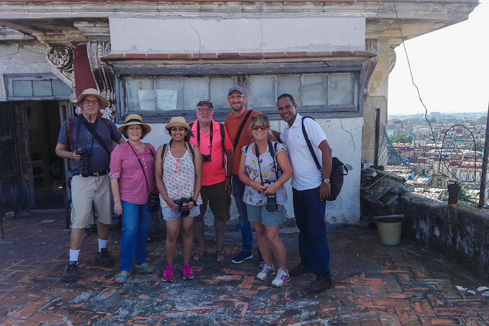 group of photographers in havana in a terrace participating in a photo tour