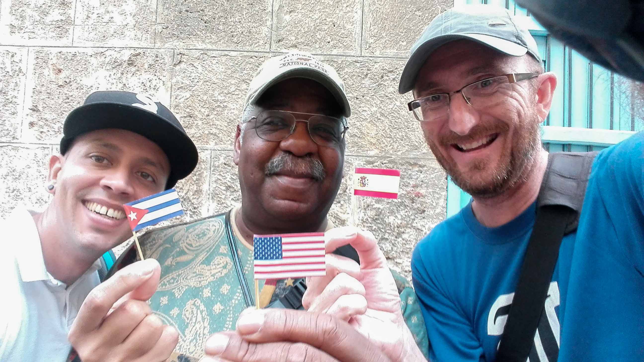 Isaac and friends in havana , practising cuban photography