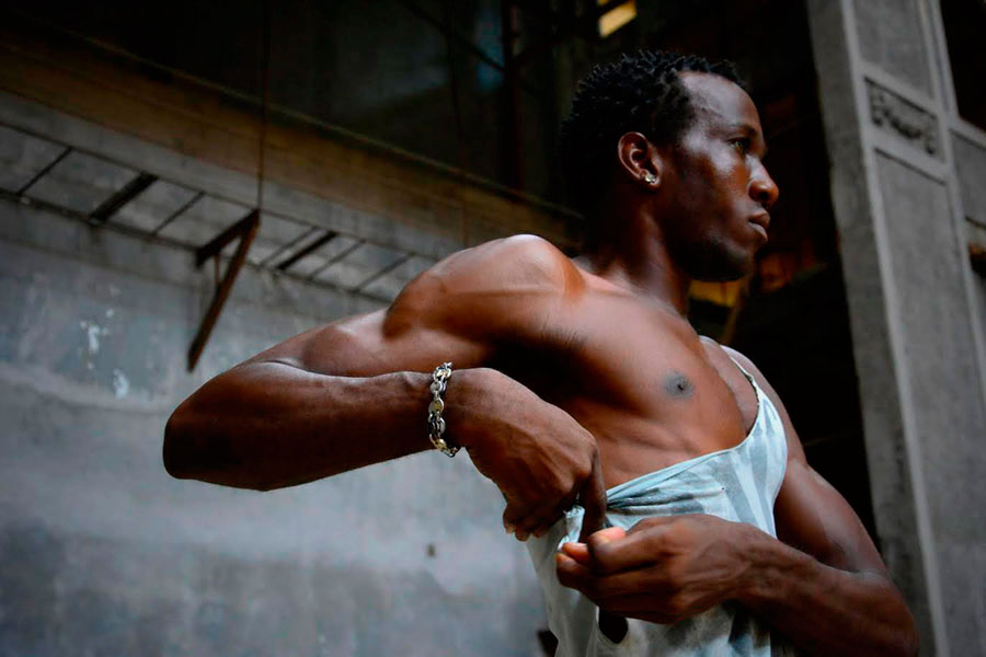 chest of a afrocuban dancer , photo taken in a workshop of photography in havana