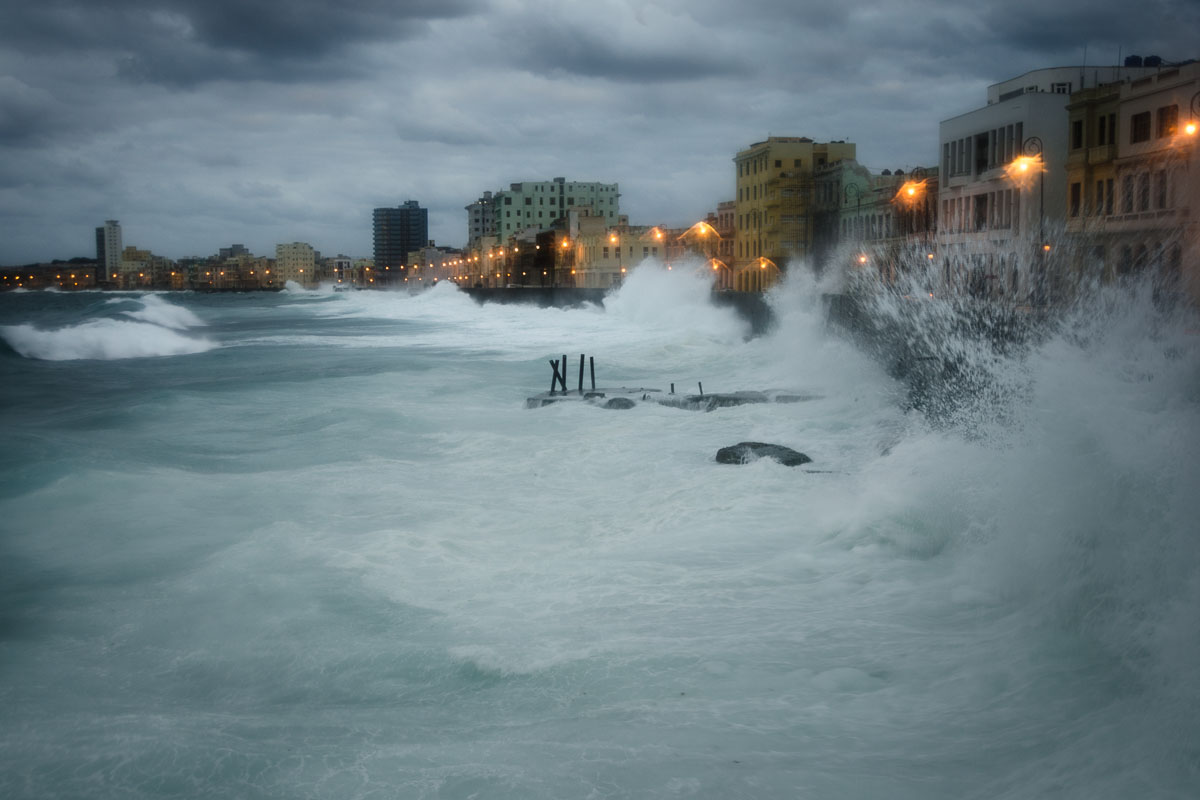 Malecon under a storm in havana, location to take grey pictures