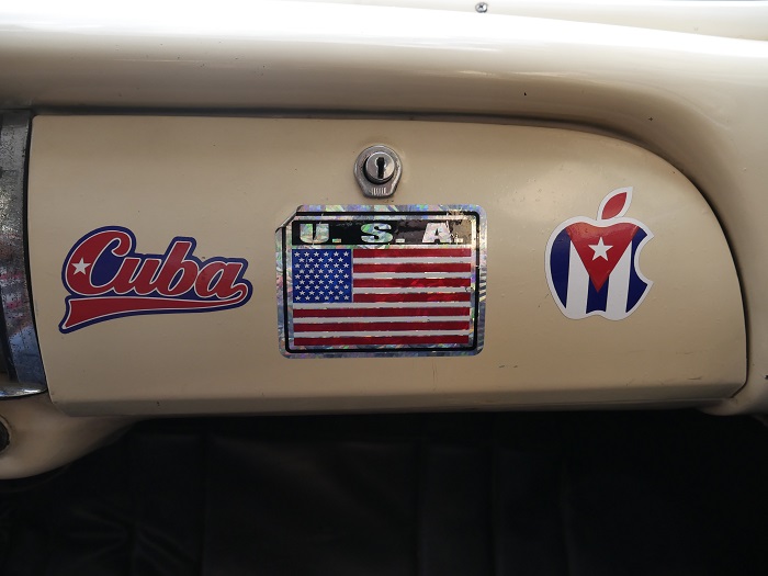 interior detail of american car in havana